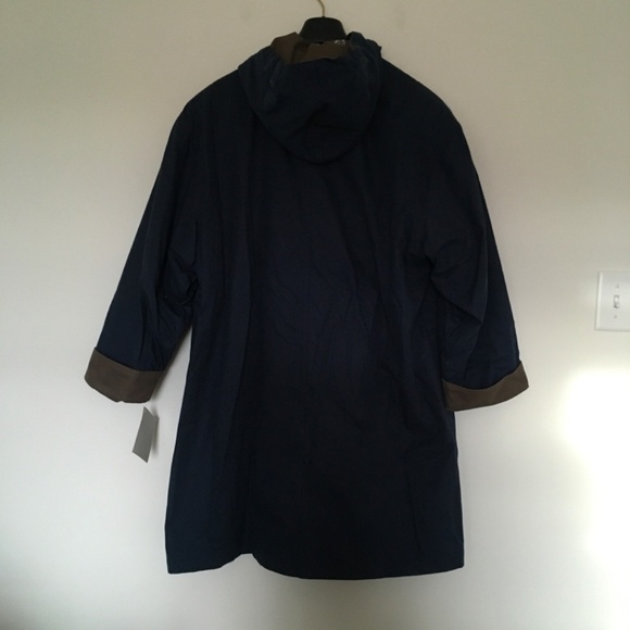 NWT Towne by London Fog Navy Blue Trench Coat, Coat Removable Liner Womens Sz L - Picture 5 of 16